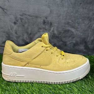 Nike Air Force 1 Low Platform Suede Yellow Sneakers Shoes Women's Size 8.5